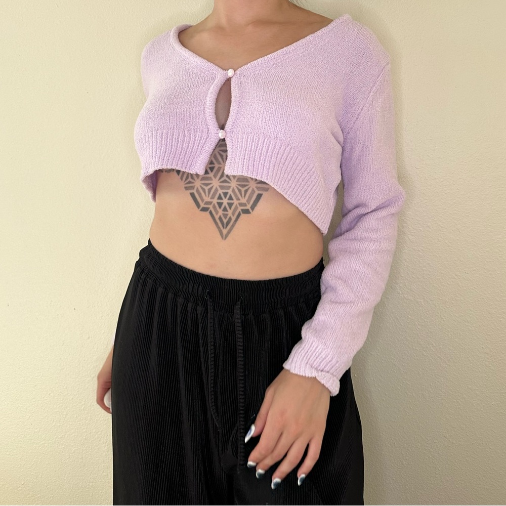 Lavender Crop Cardigan